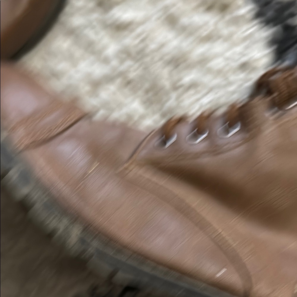 Brown Lace-Up Cottagecore Sherpa Fold Down Combat Ankle Boots - Picture 10 of 11
